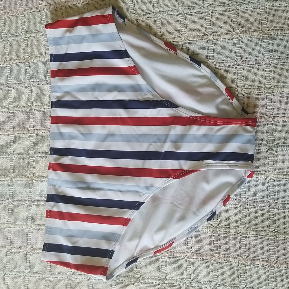 NWT HIGH WAIST BIKINI BOTTOM SIZE XL RED WHITE BLUE